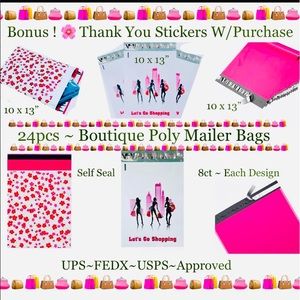 24ct ~ 10x13’ Designer PolyMailers Variety Pack   ~BONUS~24ct Free Stickers 🌿🆕🌿